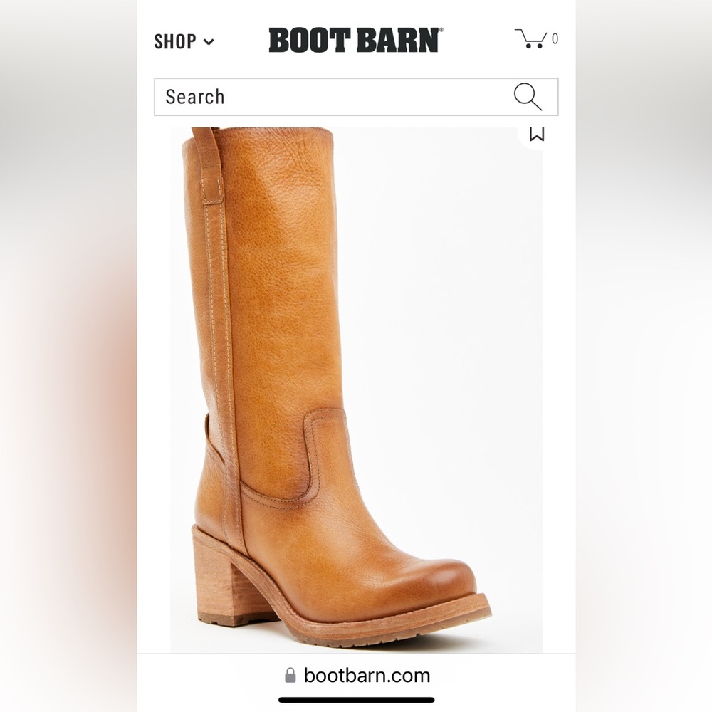 Brown Tan Heeled Boots with Block Heel and Side Zipper